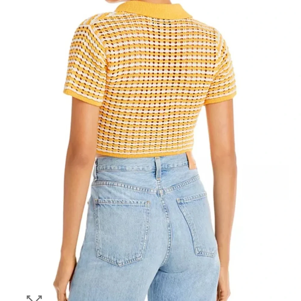10 Crosby Derek Lam Yellow and White Knit Top - Picture 4 of 8